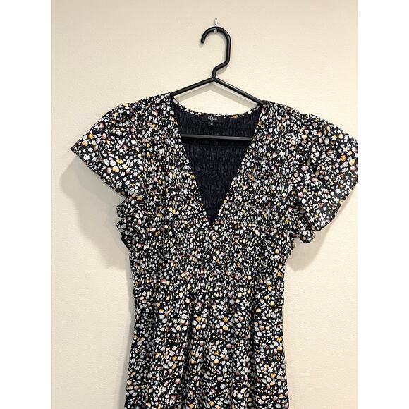 Rails Clementine Smocked Back Black and Floral Midi Dress Women's Size Medium - Picture 6 of 9